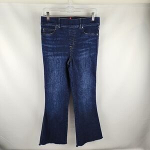 Spanx Jeans Womens M Flare Denim Midnight Blue 20327R Pull On Frayed Hem (30x26)
